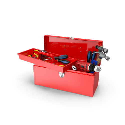 16" Portable Steel Heavy-duty Tool Box 18-Gauge with Metal Latch and Handle Red