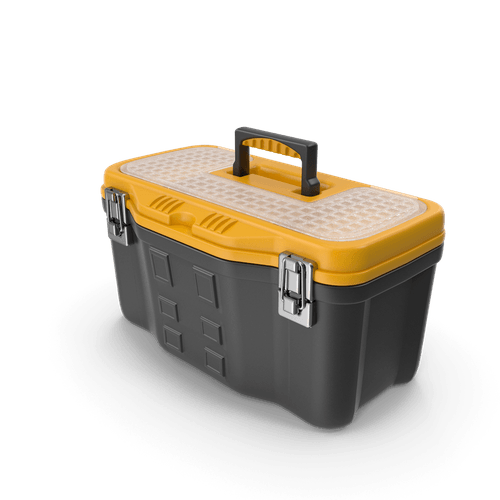 15.5" Plastic Storage Tool Box with Removable Tray,Small Toolbox Organizer With Screw Box, Black/Yellow