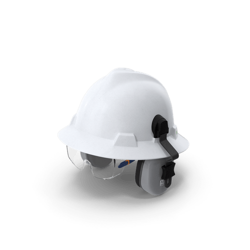 Construction Hard Hat with Visor, White Hard Hats Construction, Adult Hardhats, 6 Point Suspension Hard Hat